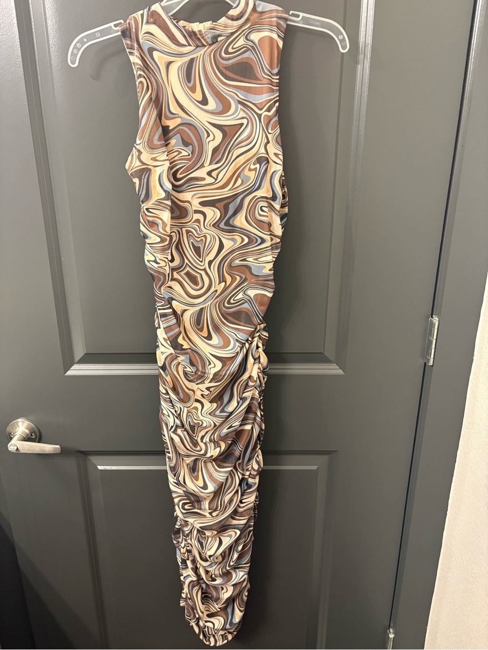 Papermoon Brown & Cream Swirl Midi Skirt